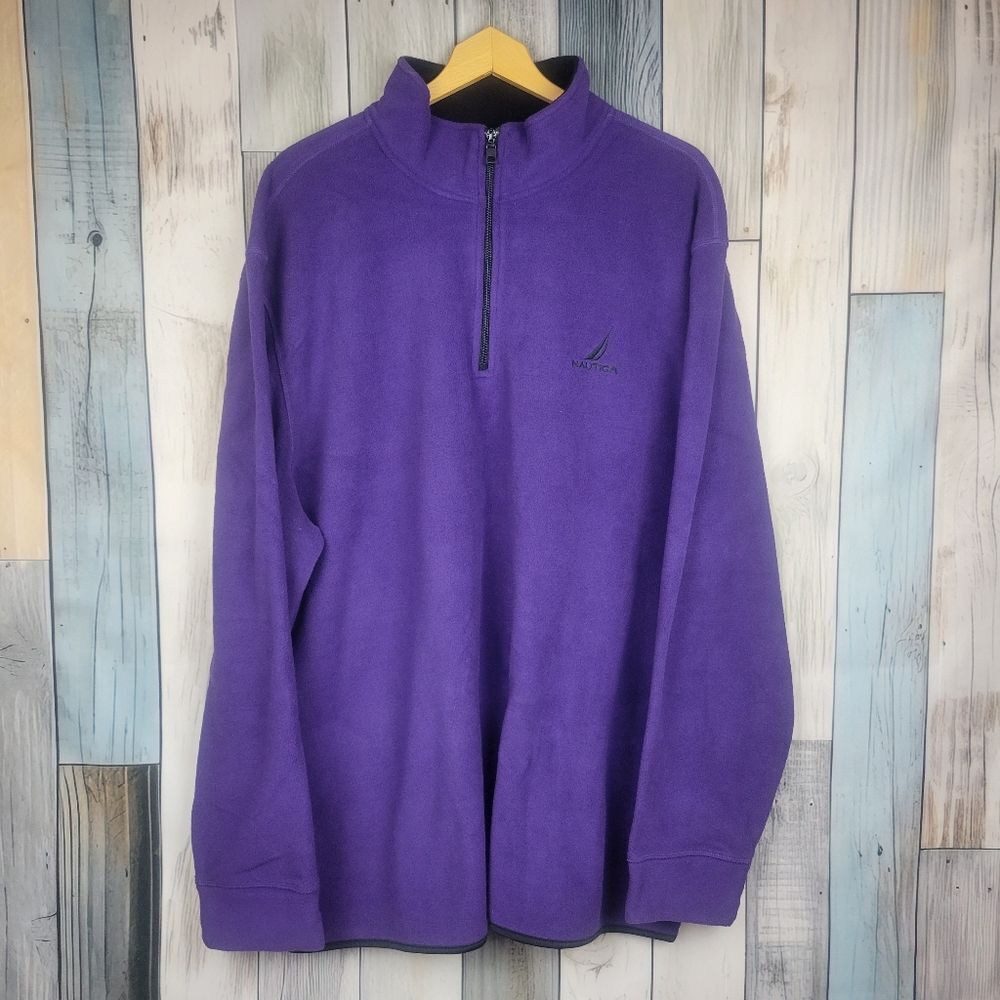 Nautica Purple Fleece 1/4 Zip Sweatshirt Size 3XL